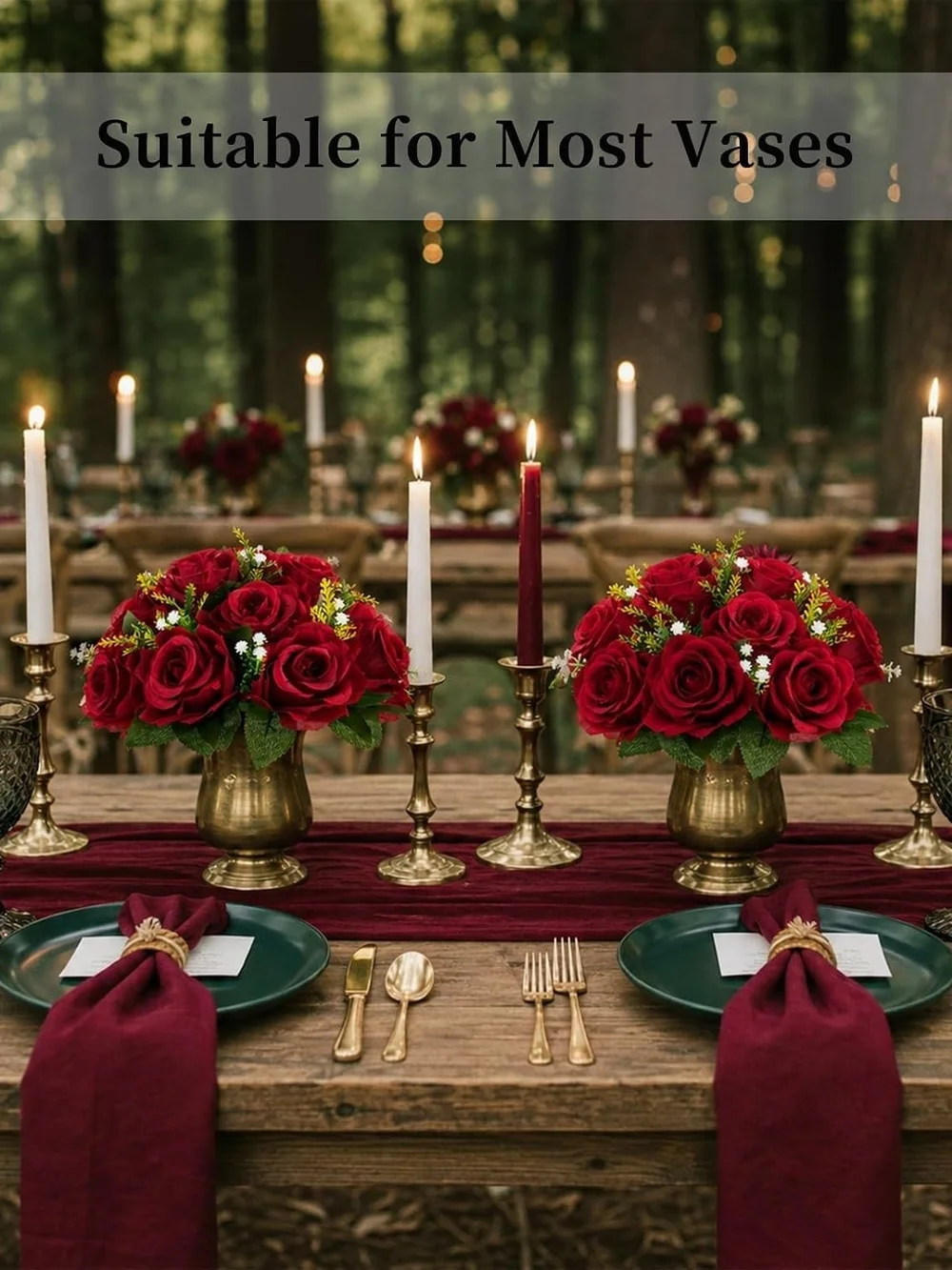 Blosmon Rose Flower Balls For Table Centerpieces, Crimson, 2 Pcs, Reusable